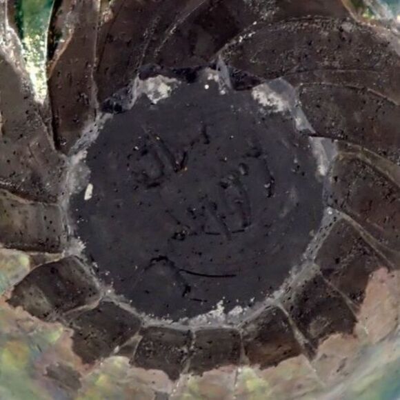 Turquoise Blue Signed Raku Sculpture Pottery Vase Bowl Iridescent Drip Glaze 8" - Picture 15 of 16